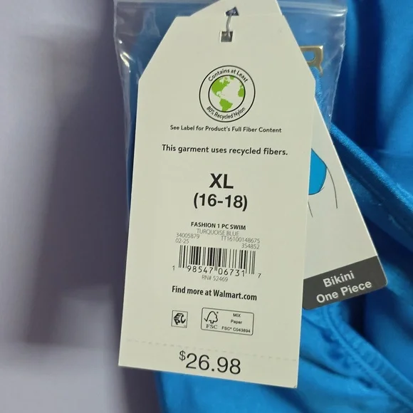 Time and Tru Vibrant Blue One-Piece Swimsuit w Detachable Straps - Picture 6 of 6